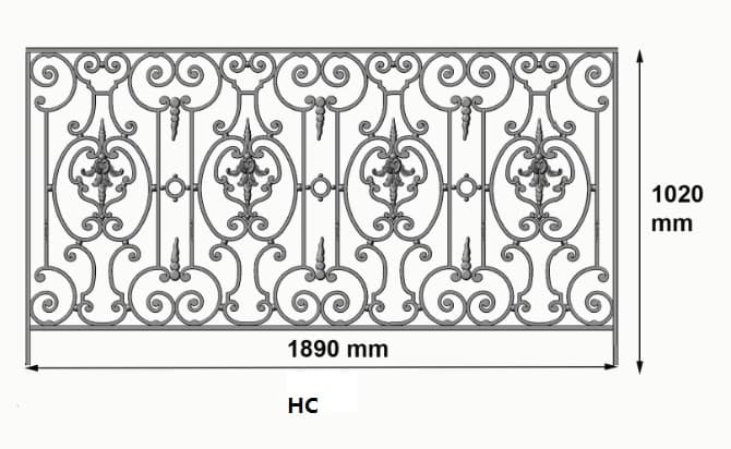 Balustrade, utsmykket rekkverk i støpejern - Thumbnail 2