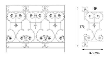 Balustrade, utsmykket rekkverk i støpejern