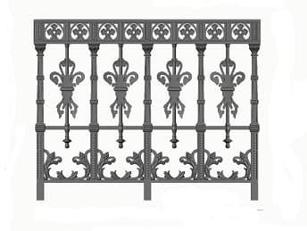 Balustrade, utsmykket rekkverk i støpejern