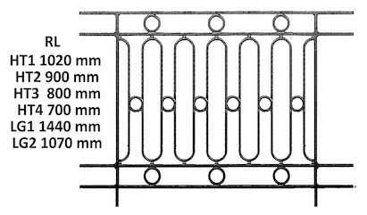 Balustrade, utsmykket rekkverk i støpejern