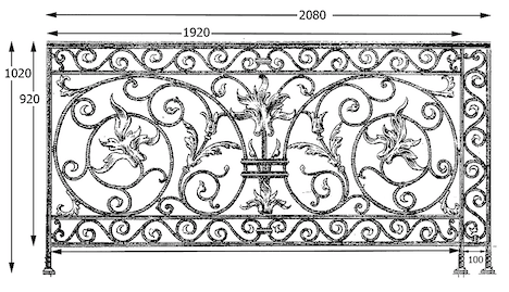 Balustrade, utsmykket rekkverk i støpejern